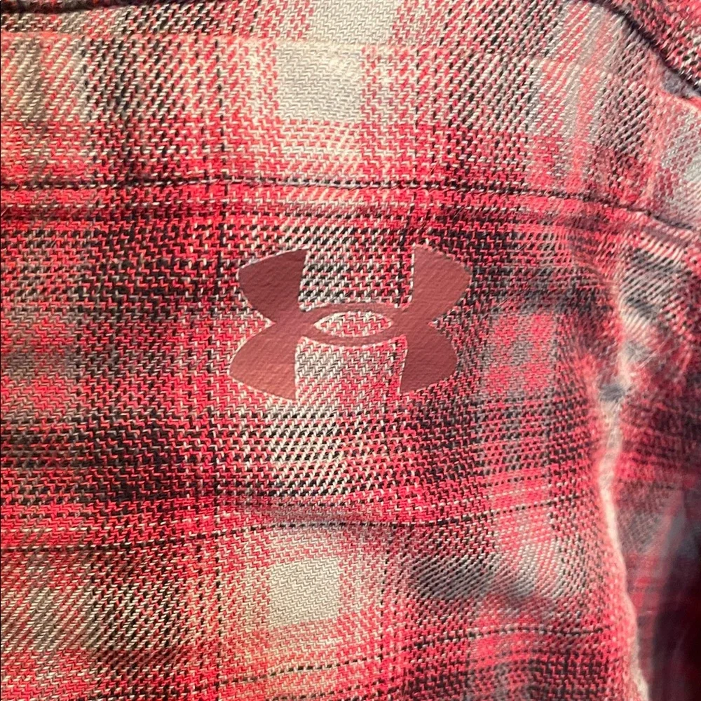 Under Armour  Red and Gray Plaid Flannel Shirt Unisex - Picture 3 of 12